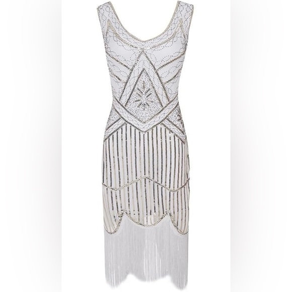 Pink Sequin Gatsby 1920s Flapper Dress